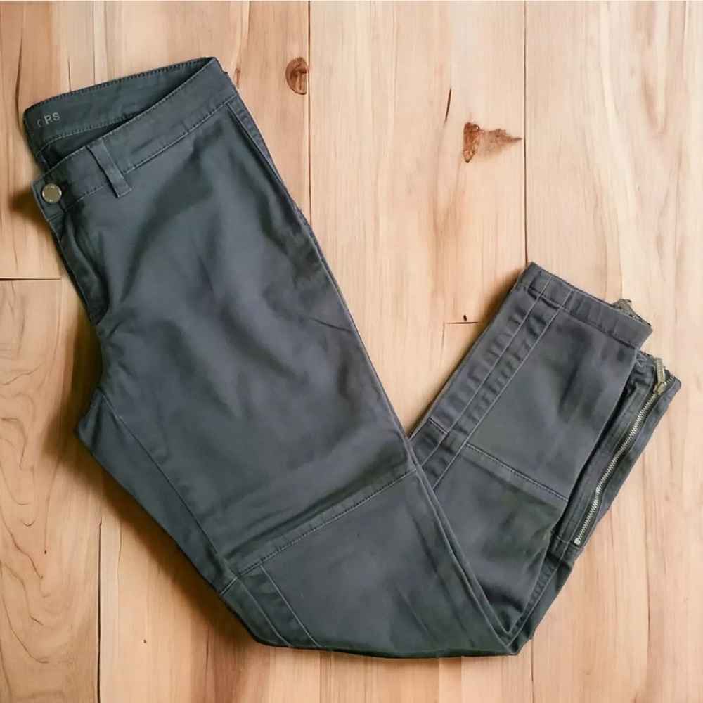 Michael Kors Women Gray Moto Skinny Pants Size 4 Ankle Zip Stretch Low Rise